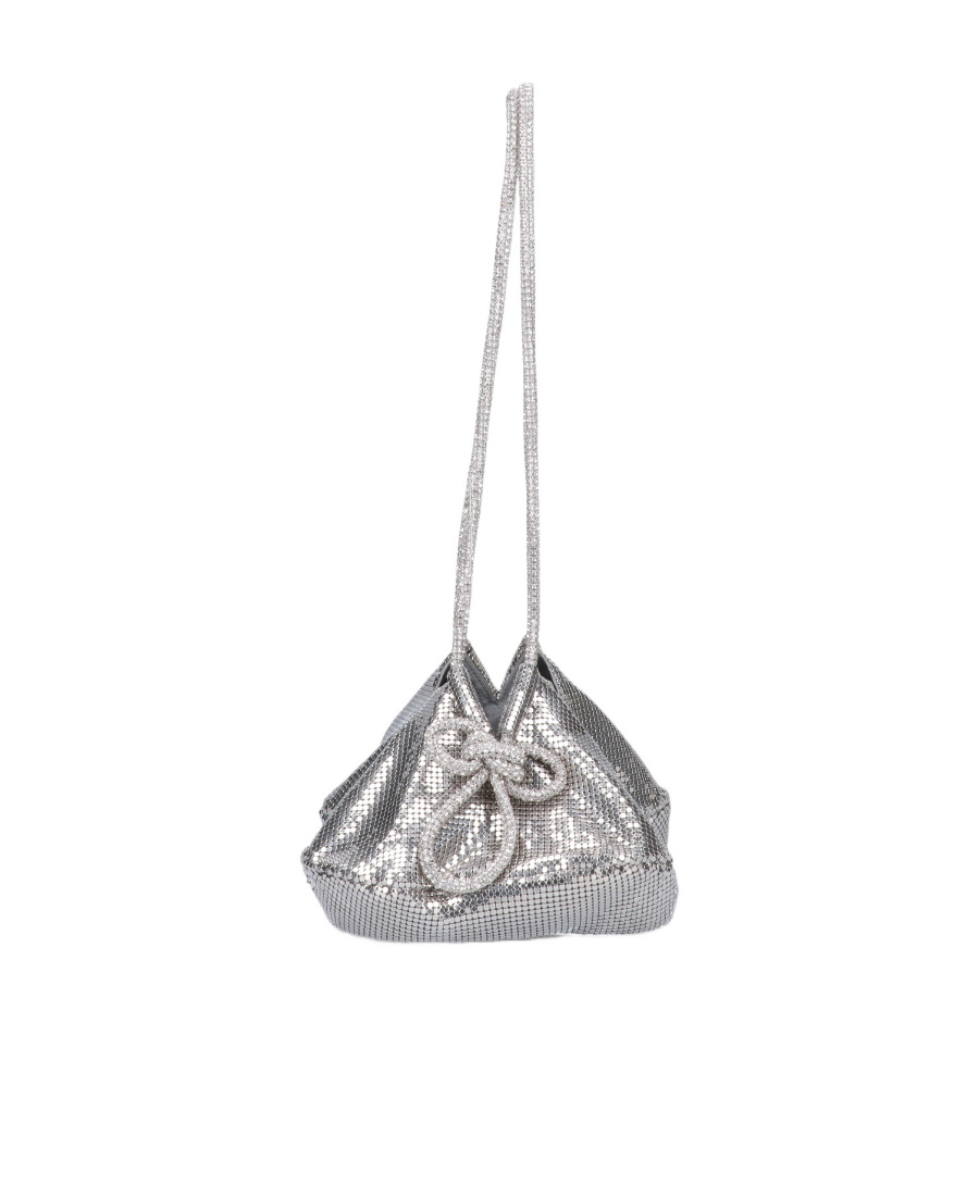 Kara Crystal Knot Shoulder Bag In Gray