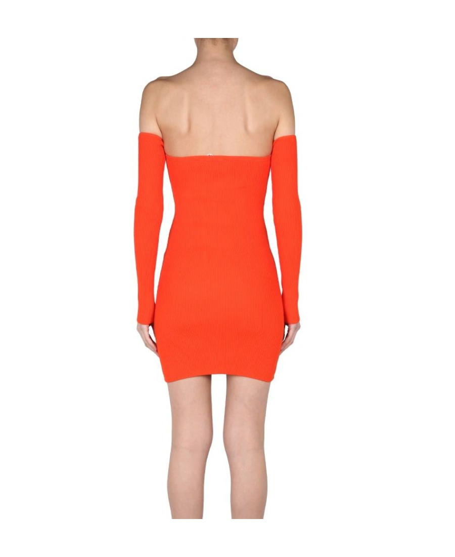 Helmut Lang Contour Rib Knit Mini Dress In Orange
