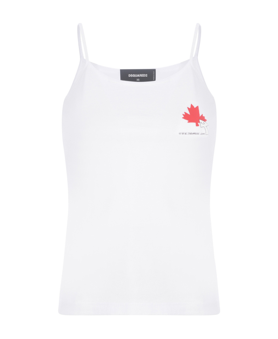 Dsquared2 Maple Leaf Logo-print Vest Top In White