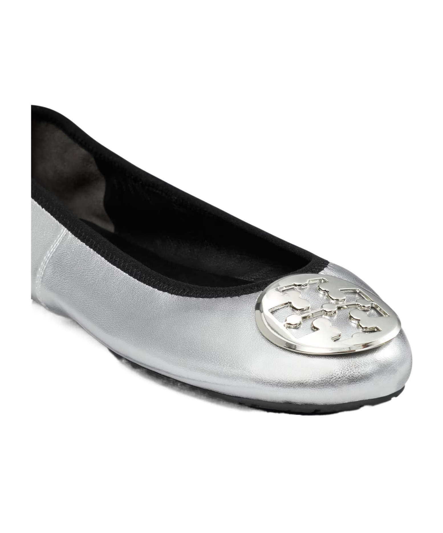 Tory Burch Reva Travel Ballet Flats In Silver