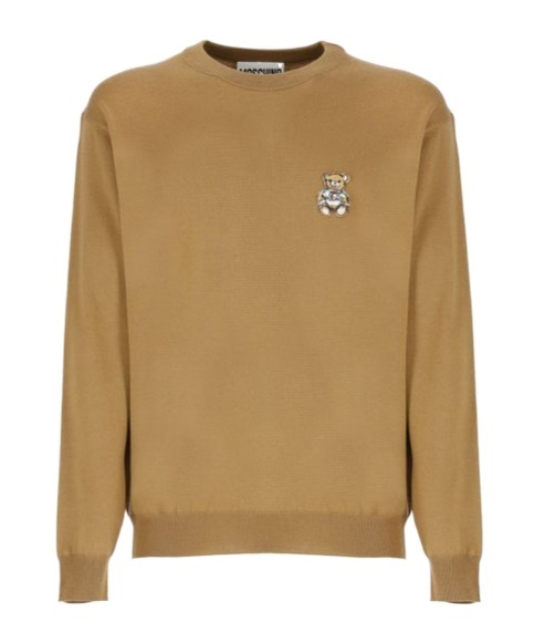 Moschino Logo Embroidered Crewneck Sweatshirt In Brown