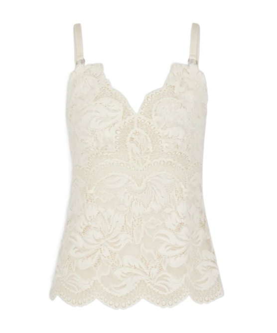 Rabanne Top In Pizzo Beige Semi Trasparente In White
