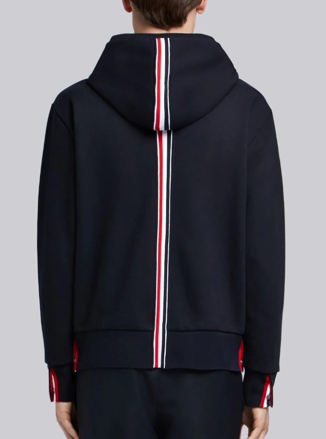Thom Browne Center-back Stripe Loopback Hoodie In Black