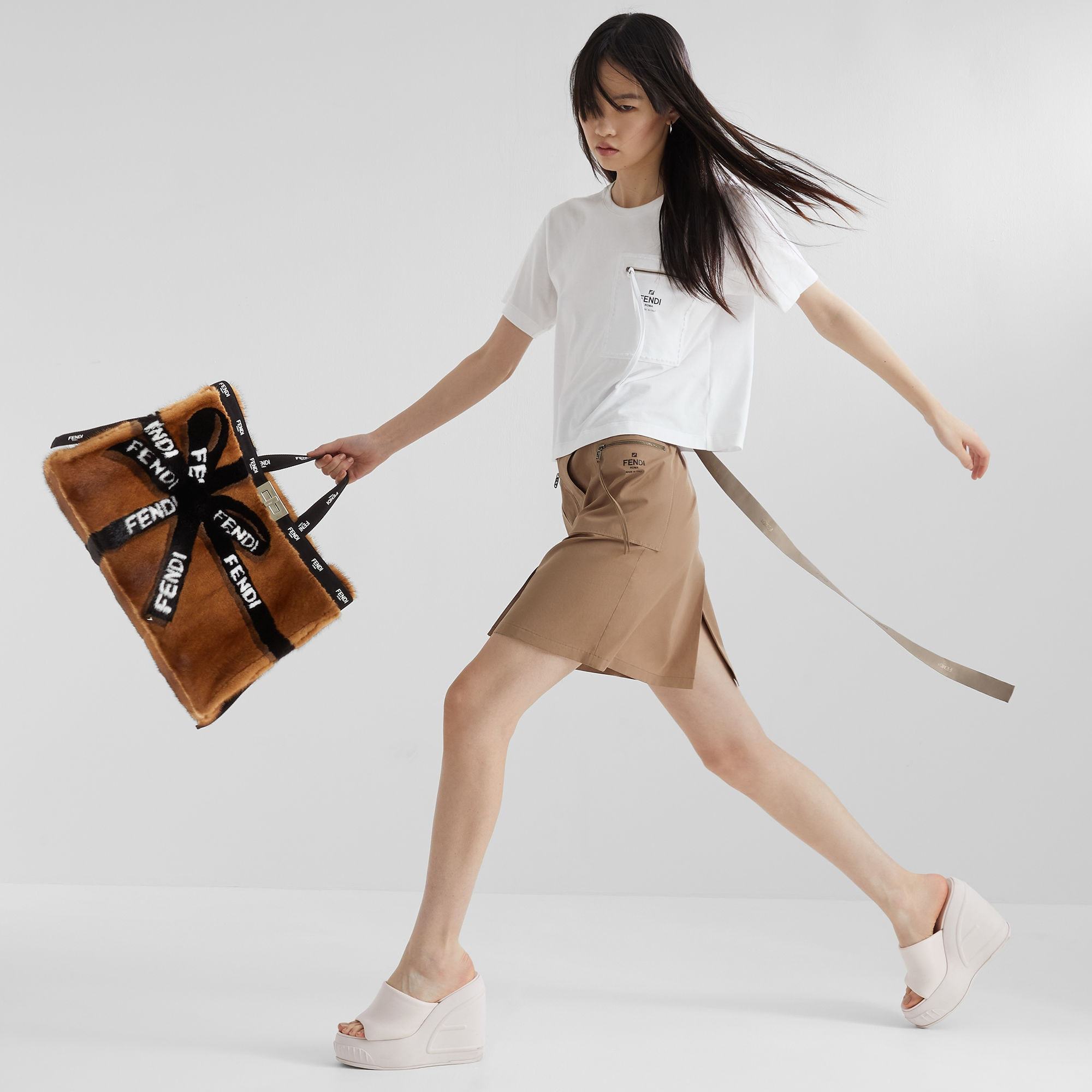Fendi Brown Cotton Skirt In Brown