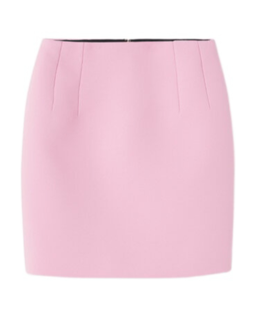 Versace Pleated Zipper Skirt In Pink