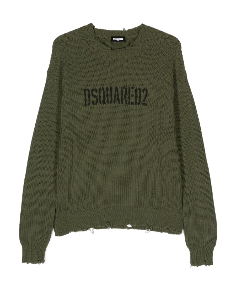 Dsquared2 Logo-print Knitted Top In Green