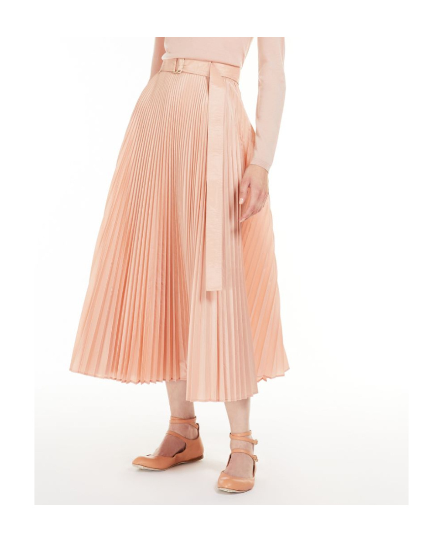 Max Mara A-line Pleated Midi Skirt In Nude