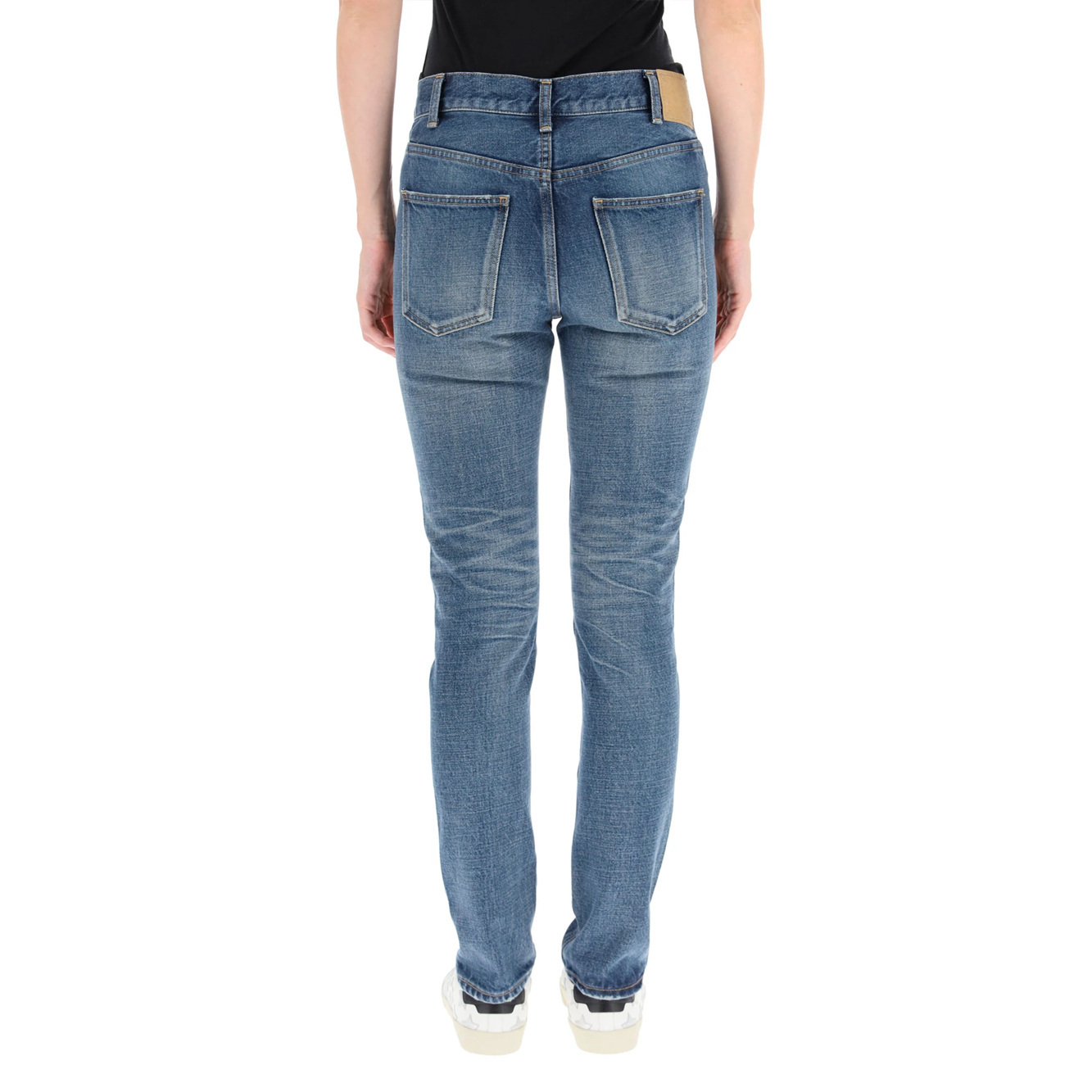 Celine Cotton Mid-waist Jeans In Blue