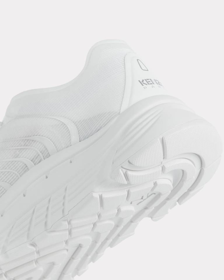 Kenzo Mesh Upper Round Toe Sneakers In White
