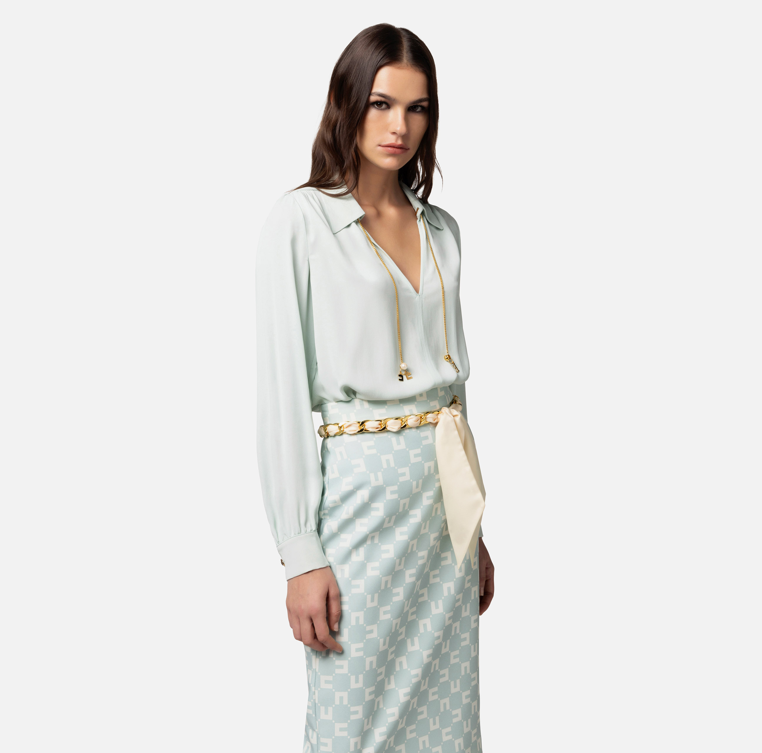 Elisabetta Franchi Viscose Shirt In Gray