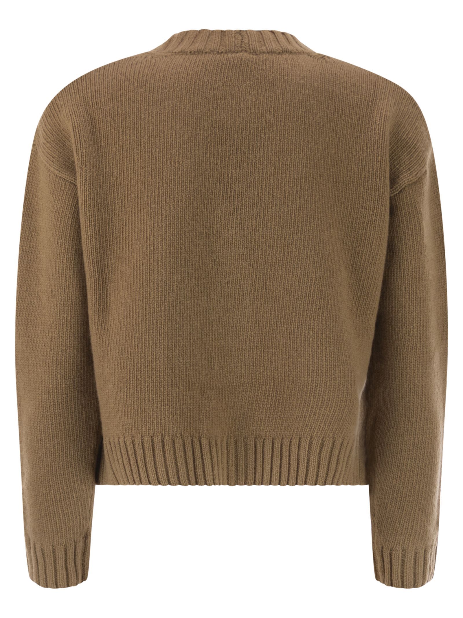 Weekend Max Mara Long-sleeved Knitted Cardigan In Brown