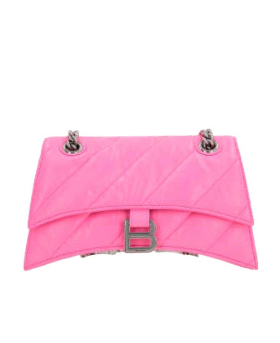 Balenciaga Small Crush Quilted Chain Shoulder Bag In Pink