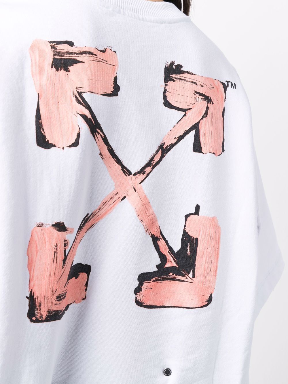 Off-white Painted Arrows Motif Snap-fastening T-shirt Dress In White