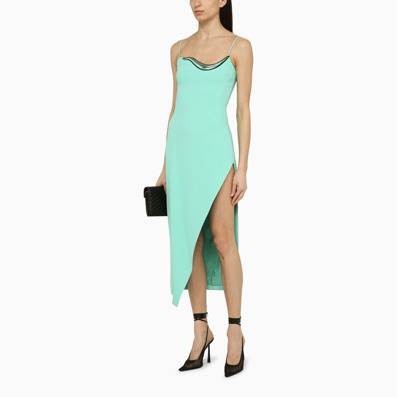 David Koma High Slit  Midi Dress In Green