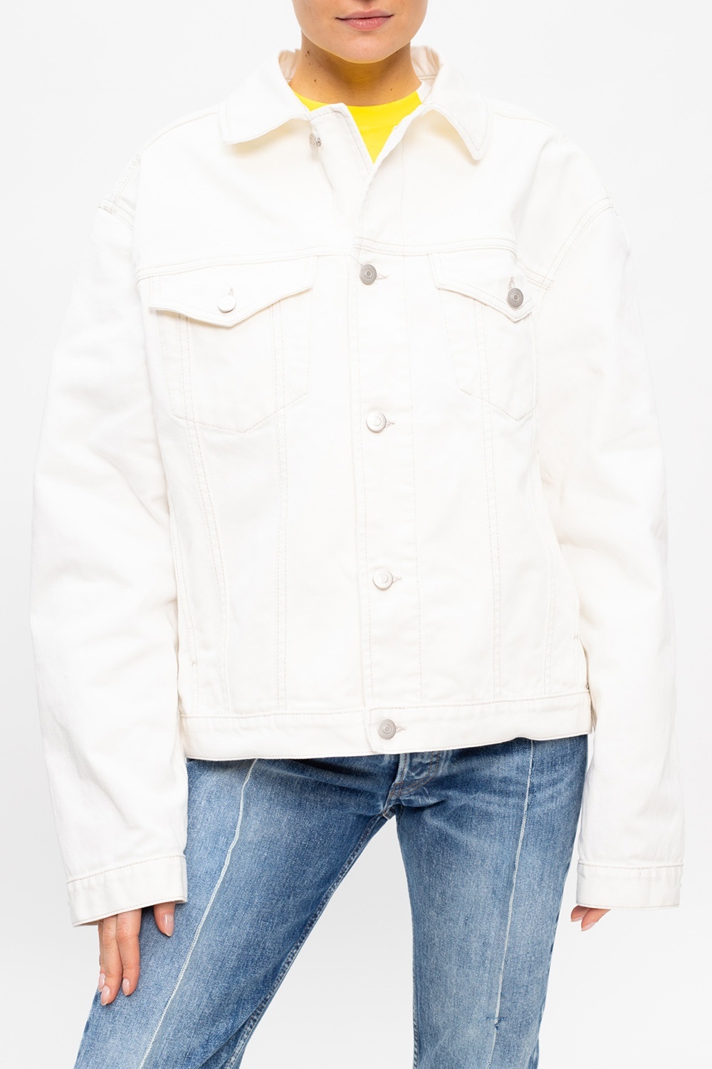 Maison Margiela Oversized Buttoned Denim Jacket In White
