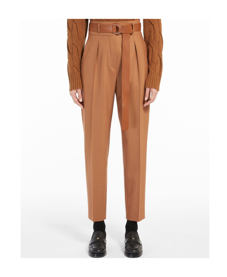 Max Mara High-waisted Straight Casual Pants In Brown