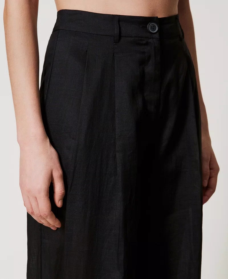 Twinset Pleated Tailored Trousers In Black