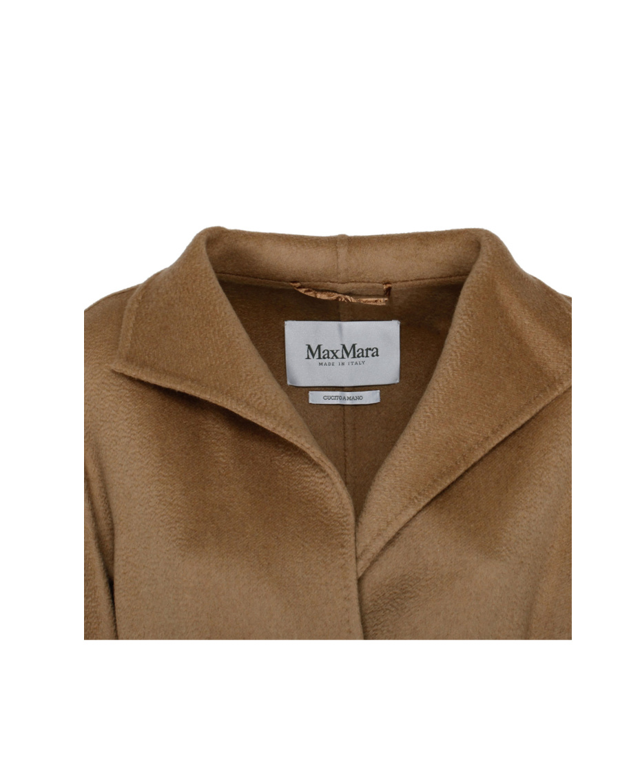 Max Mara Logo Long-sleeved Coat In Brown