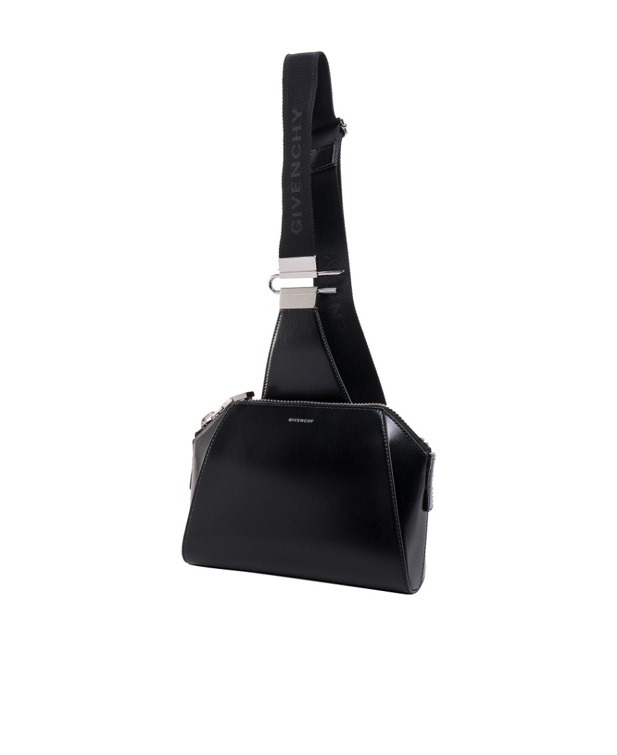 Givenchy Logo-print Leather Crossbody Bag In Black