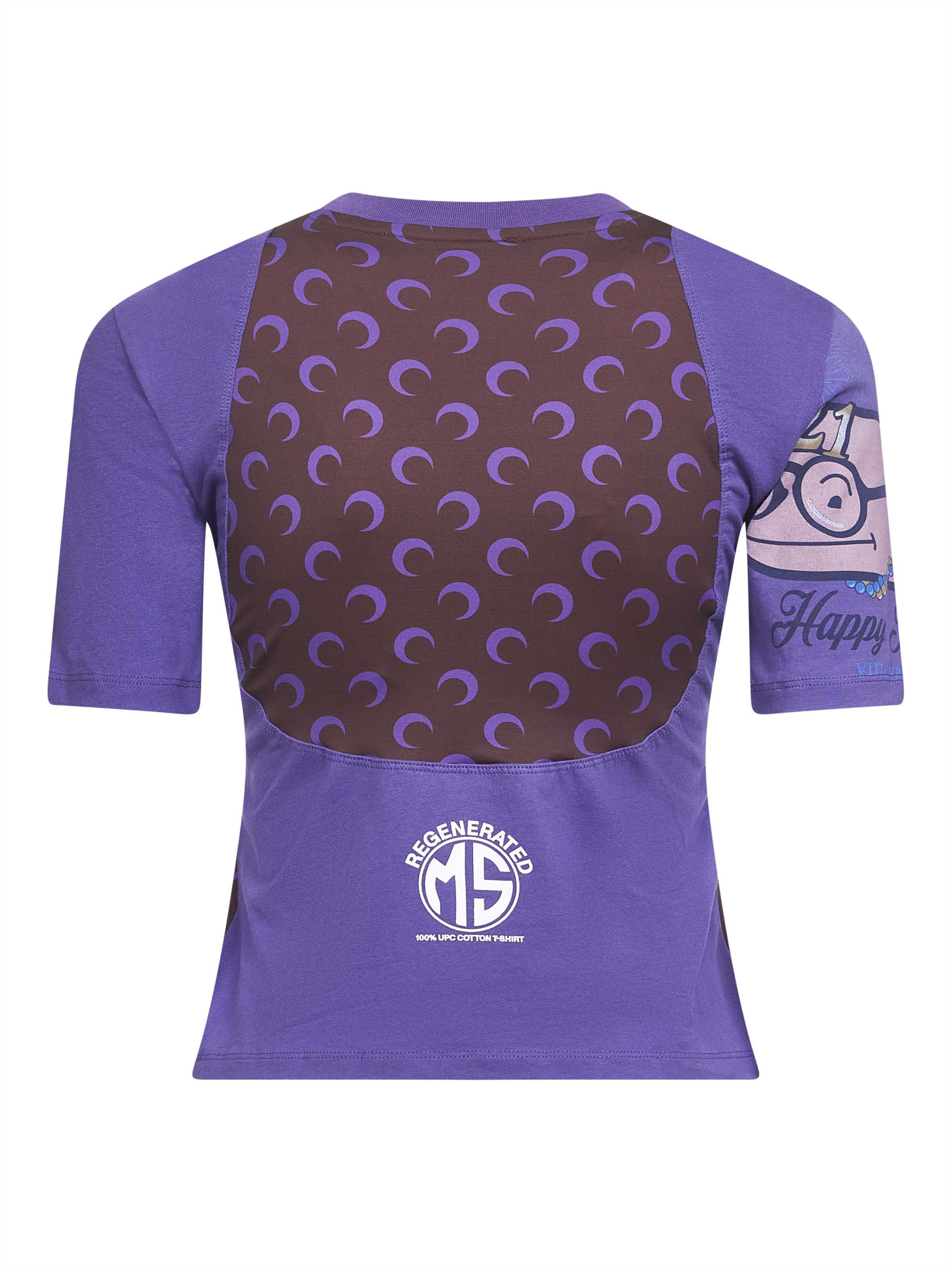 Marine Serre Violet Jersey Regenerated Graphic Baby-fit T-shirt In Purple