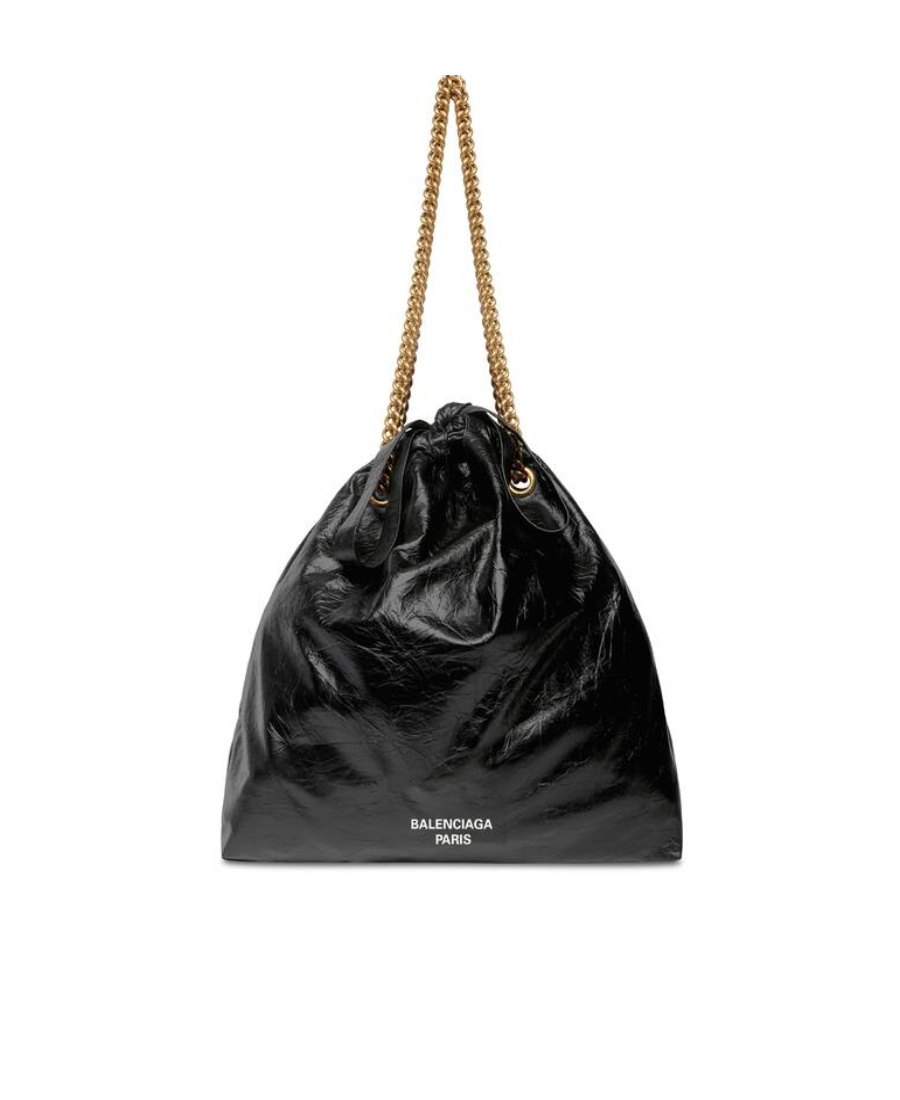 Balenciaga Medium Leather Crush Tote Bag In Black