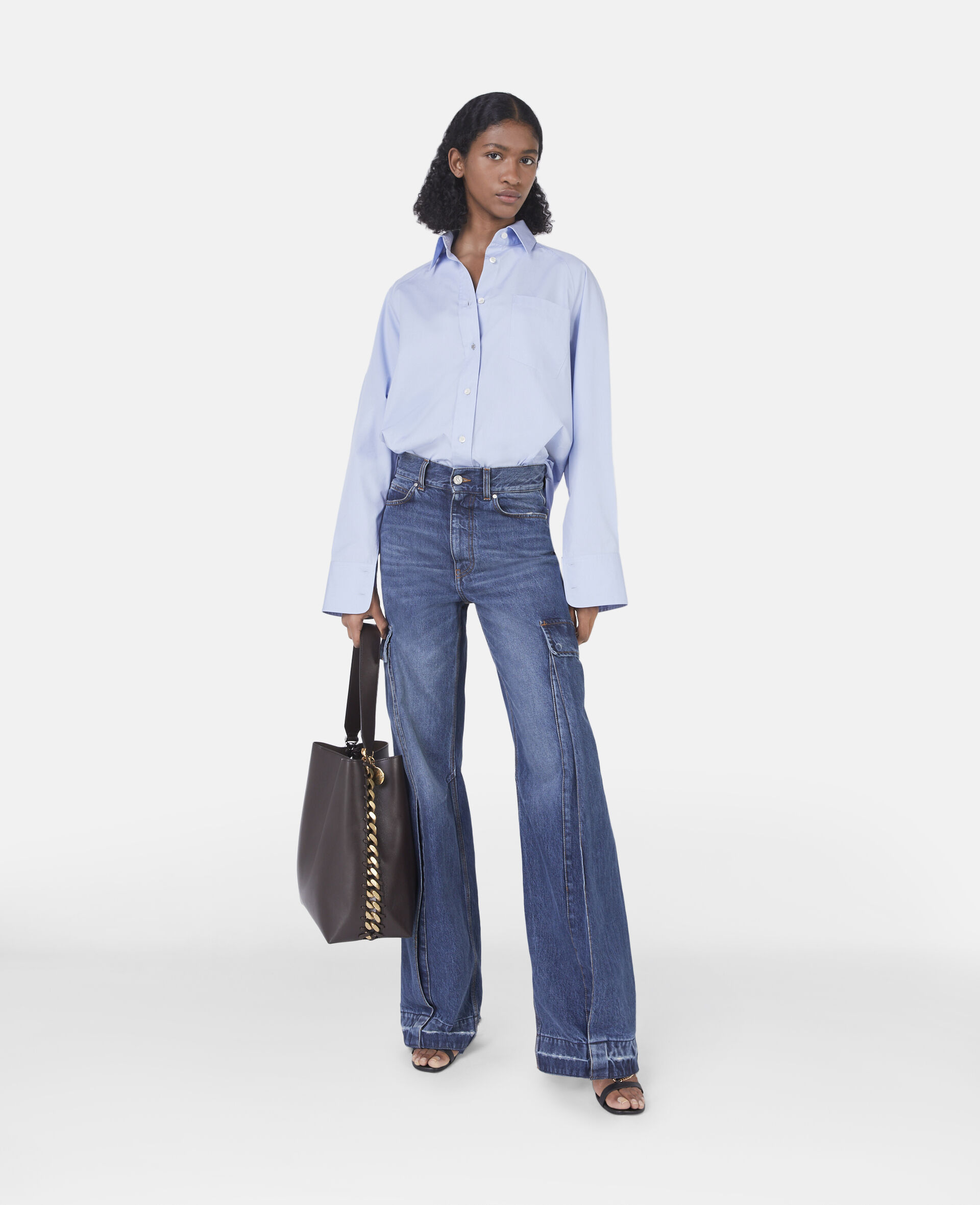 Stella Mccartney Oversized Long-sleeve Cotton Shirt In Blue