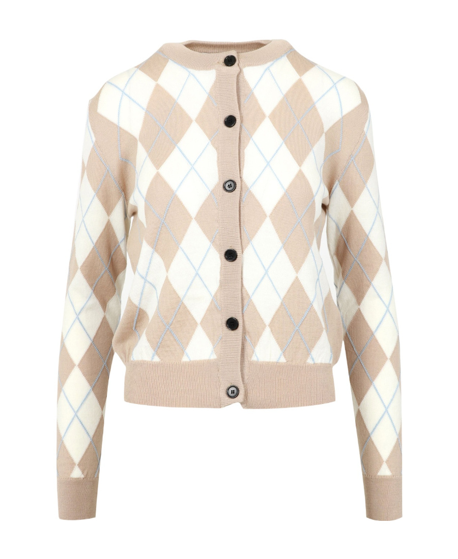Msgm Woman Cardigan Beige Size L Virgin Wool In Nude