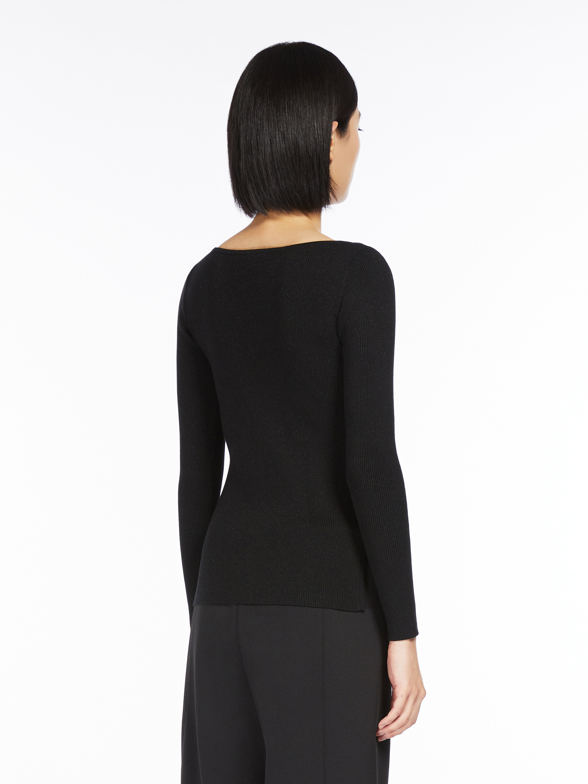 Max Mara Long-sleeved Sweater In Black