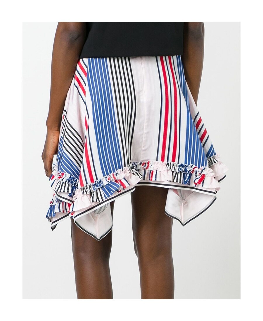 Msgm Sharp-angled Striped Skirt In White