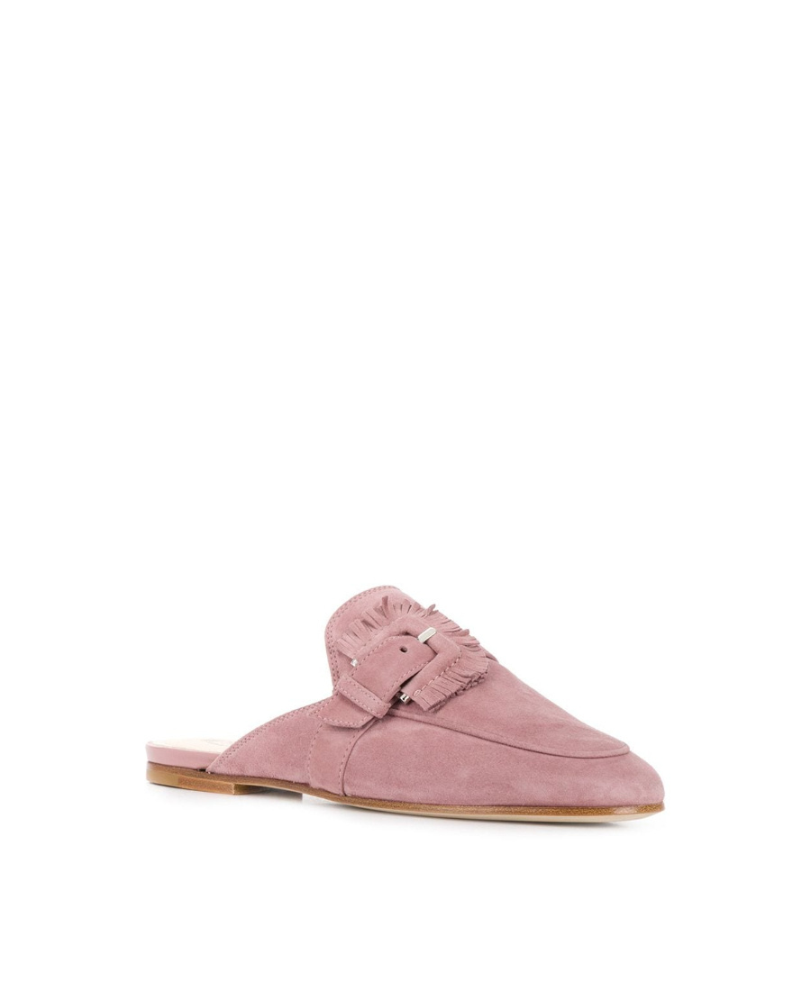 Tod's Fringed Buckle-less Muller Shoes In Pink