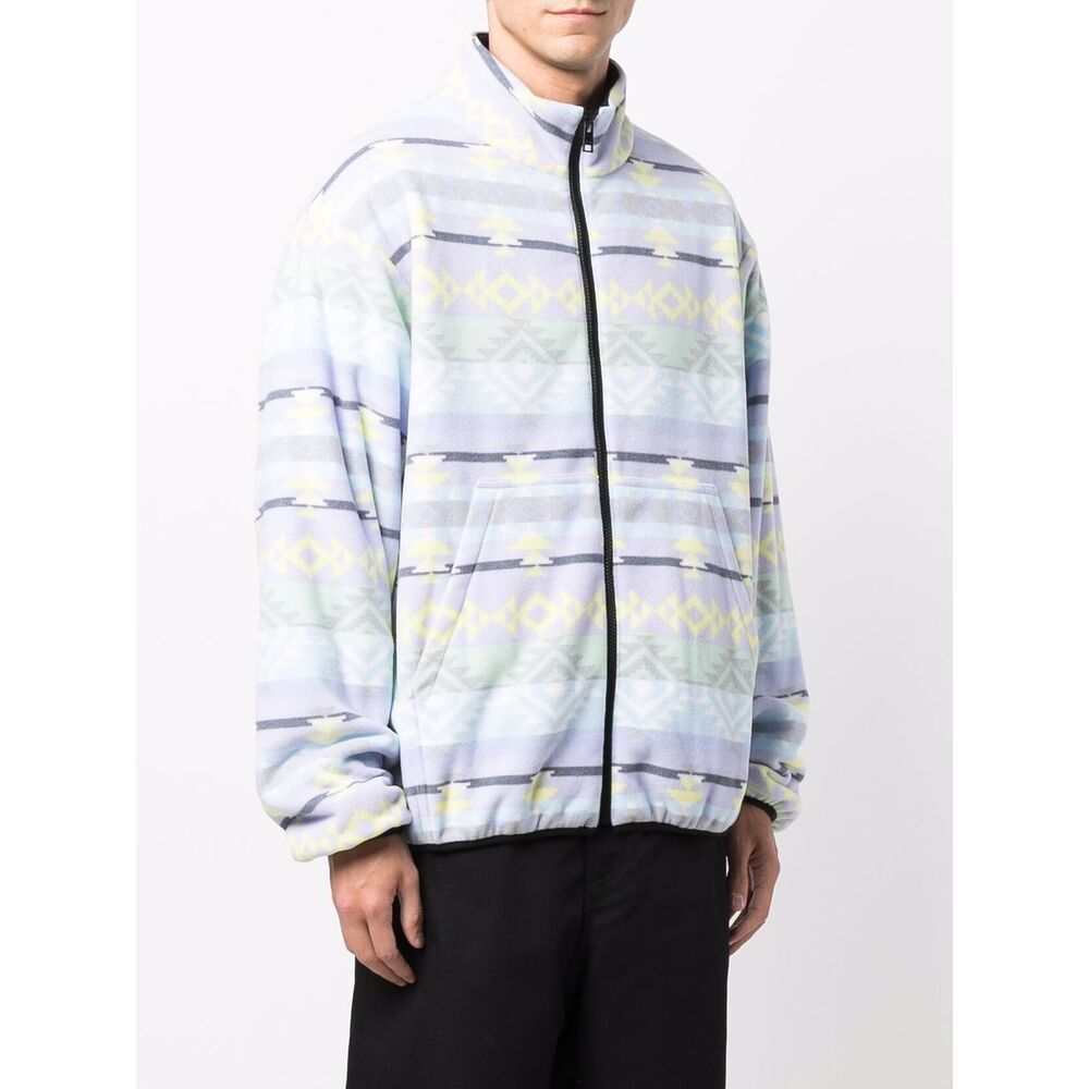 Msgm Zip-up Funnel Neck Jacket In Multicolor