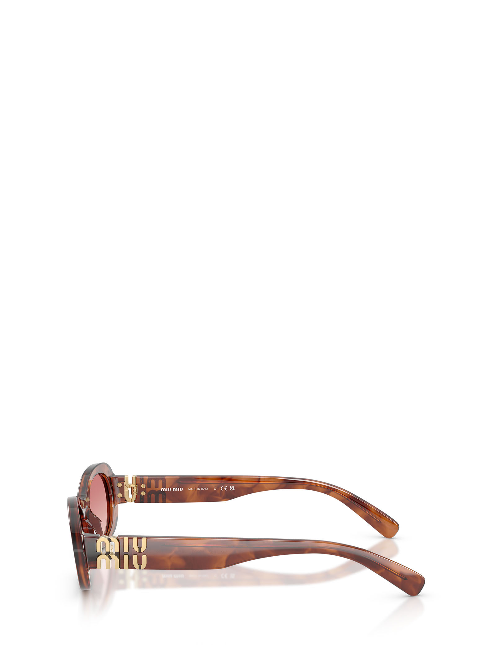 Miu Miu Tortoiseshell-pattern Oval-frame Sunglasses In Brown