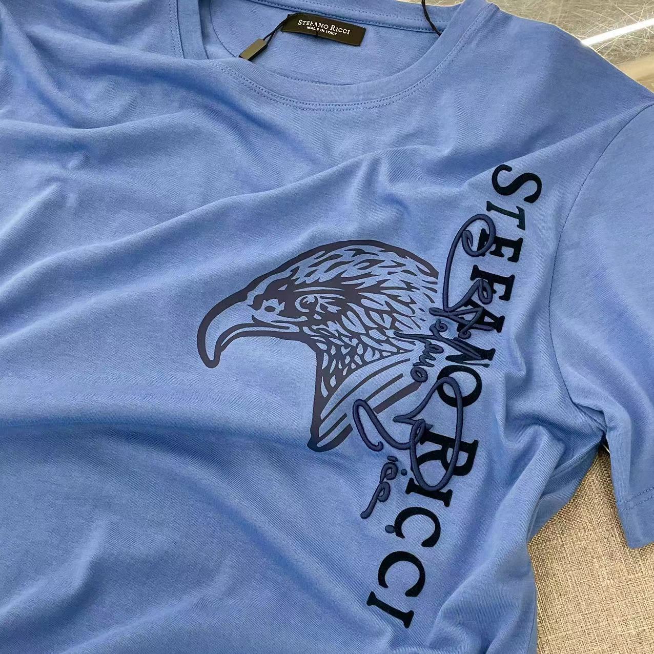 Stefano Ricci Logo Pattern T-shirt In Blue