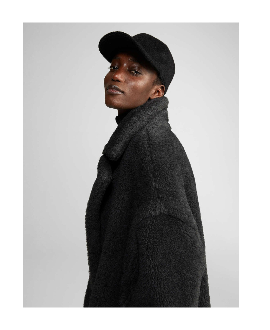 Max Mara Hooded Coat With Belt In Black Wool In Black