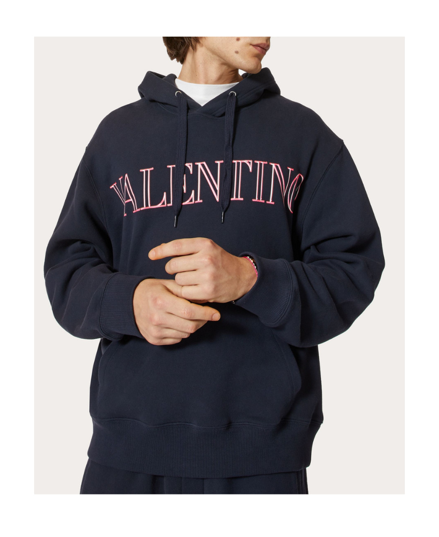 Shop Valentino Logo-print Hoodie In Black