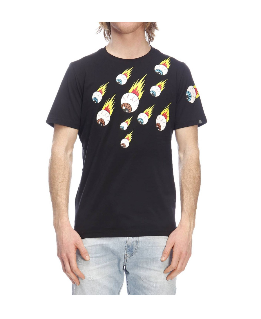 Hydrogen T-shirt With Round Neck And Short Sleeves In Black