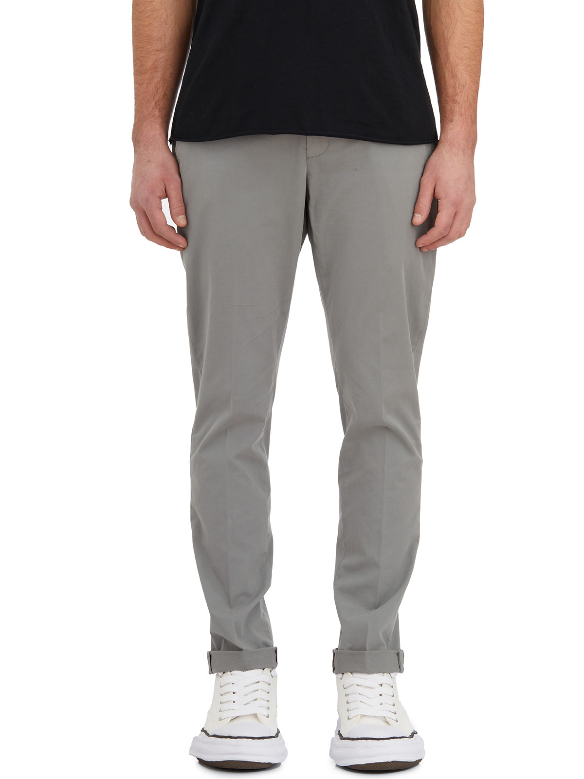 Dondup Belt Ring Denim Trousers In Gray