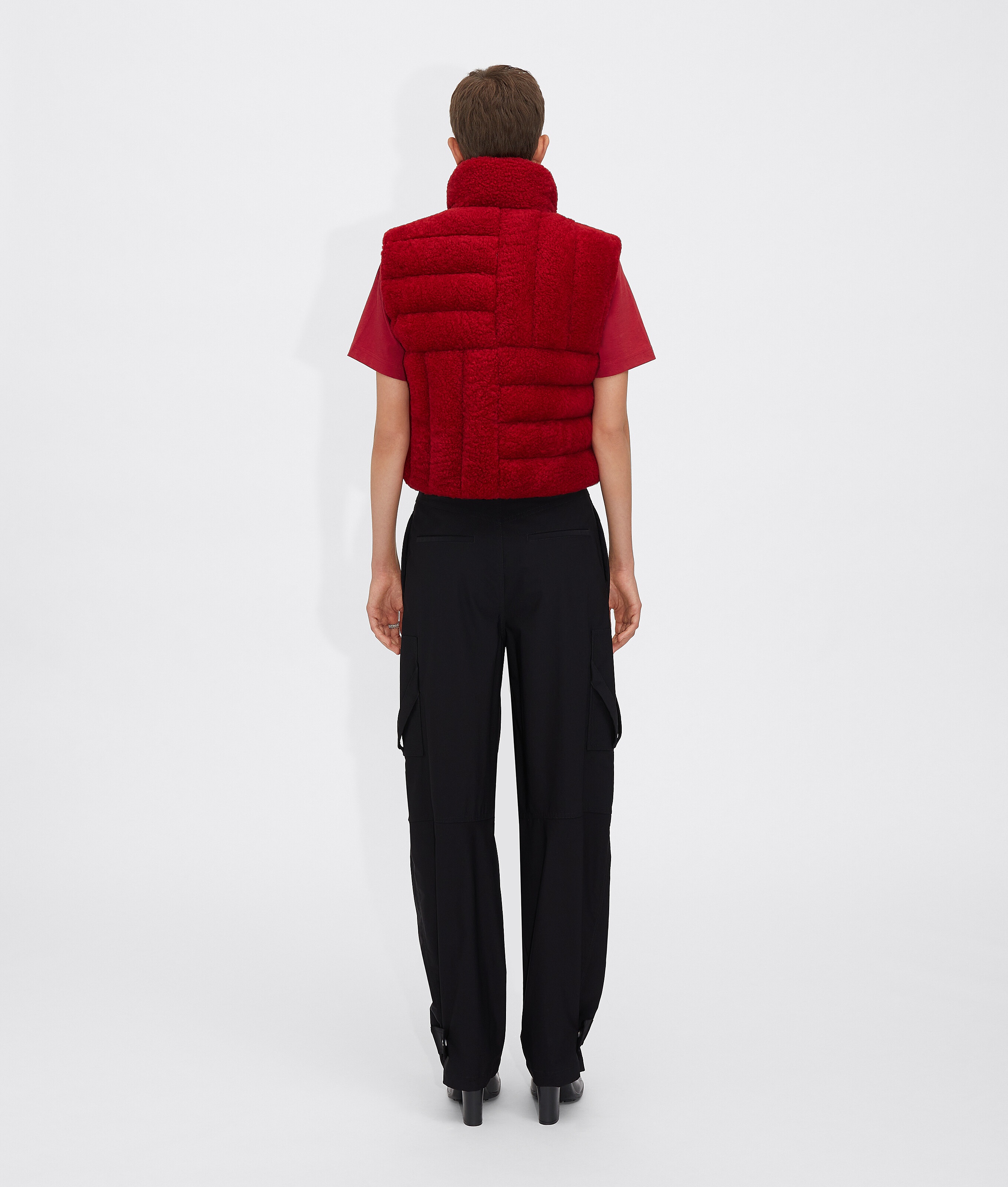 Bottega Veneta Quilted-finish Sleeveless Jacket In Red