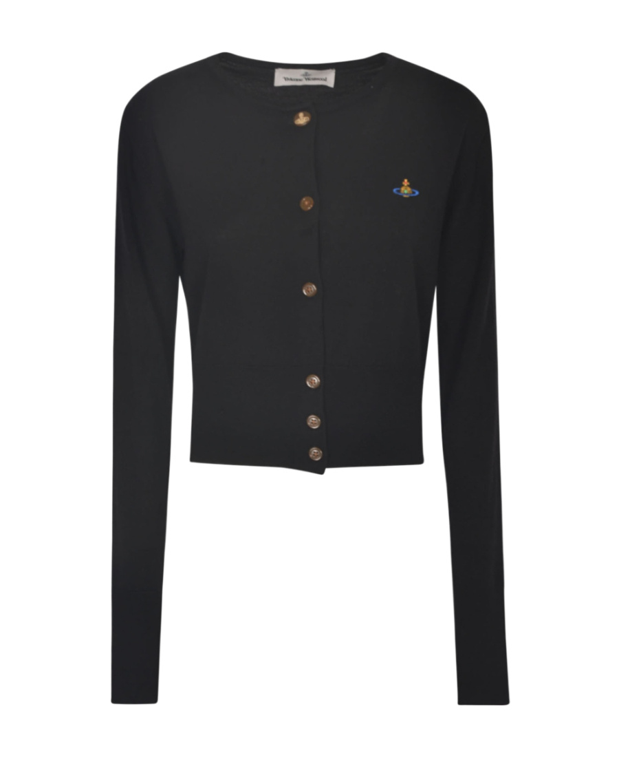 Vivienne Westwood Orb-embroidered Cropped Cardigan In Black