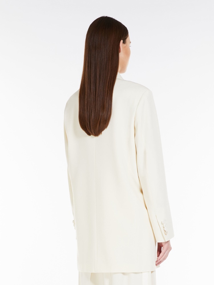 Max Mara Double-breasted Virgin Wool Blazer In White