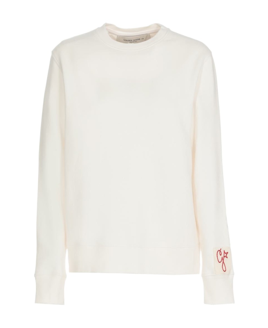 Golden Goose Logo-patch Crew-neck Sweatshirt In White