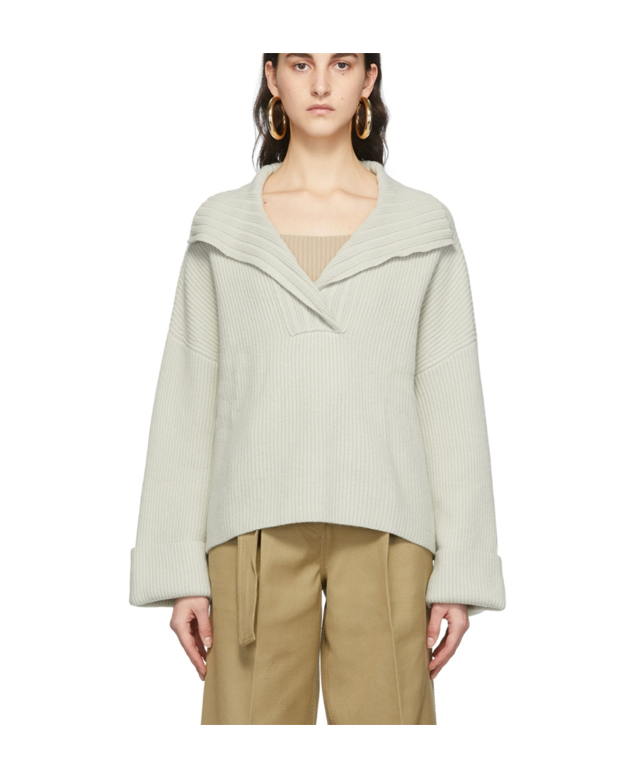 Aeron Demi Collared Cashmere Sweater In White
