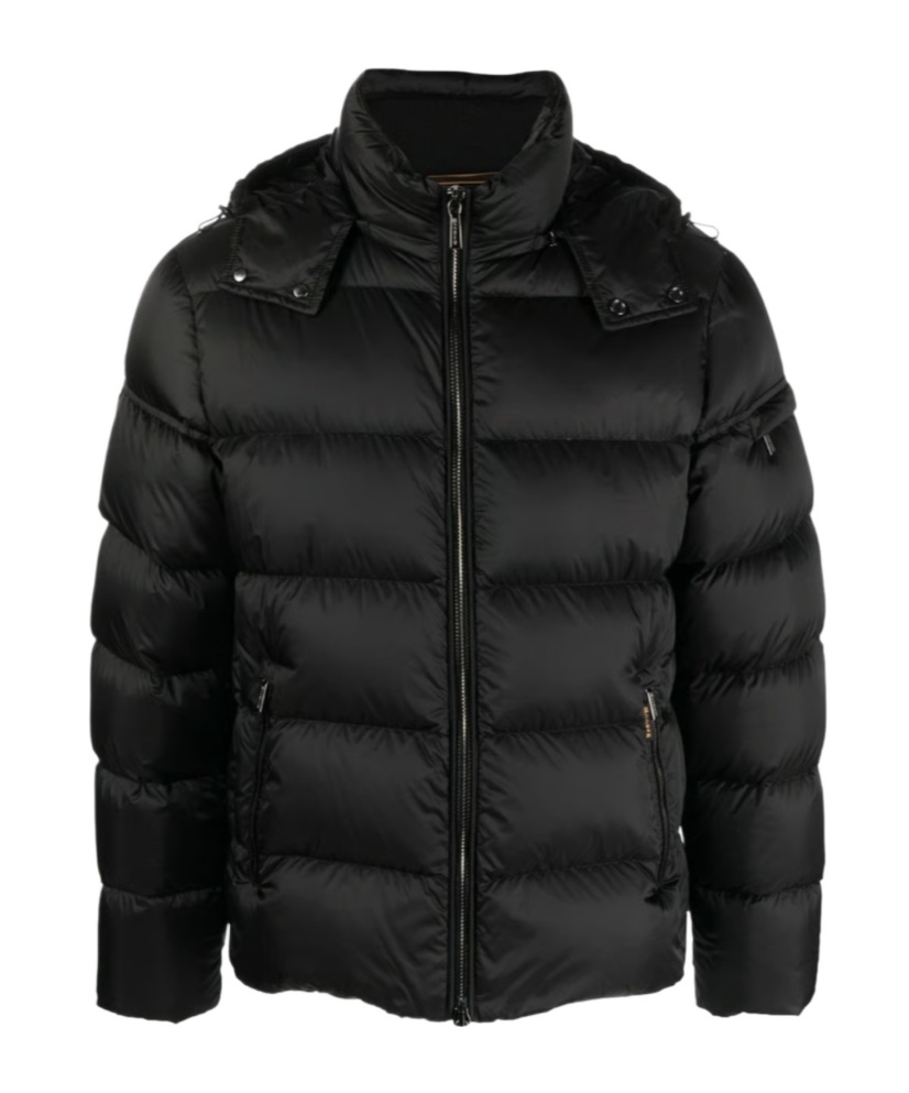 Moorer Hooded Quilted Down Jackets With Side Pockets In Black
