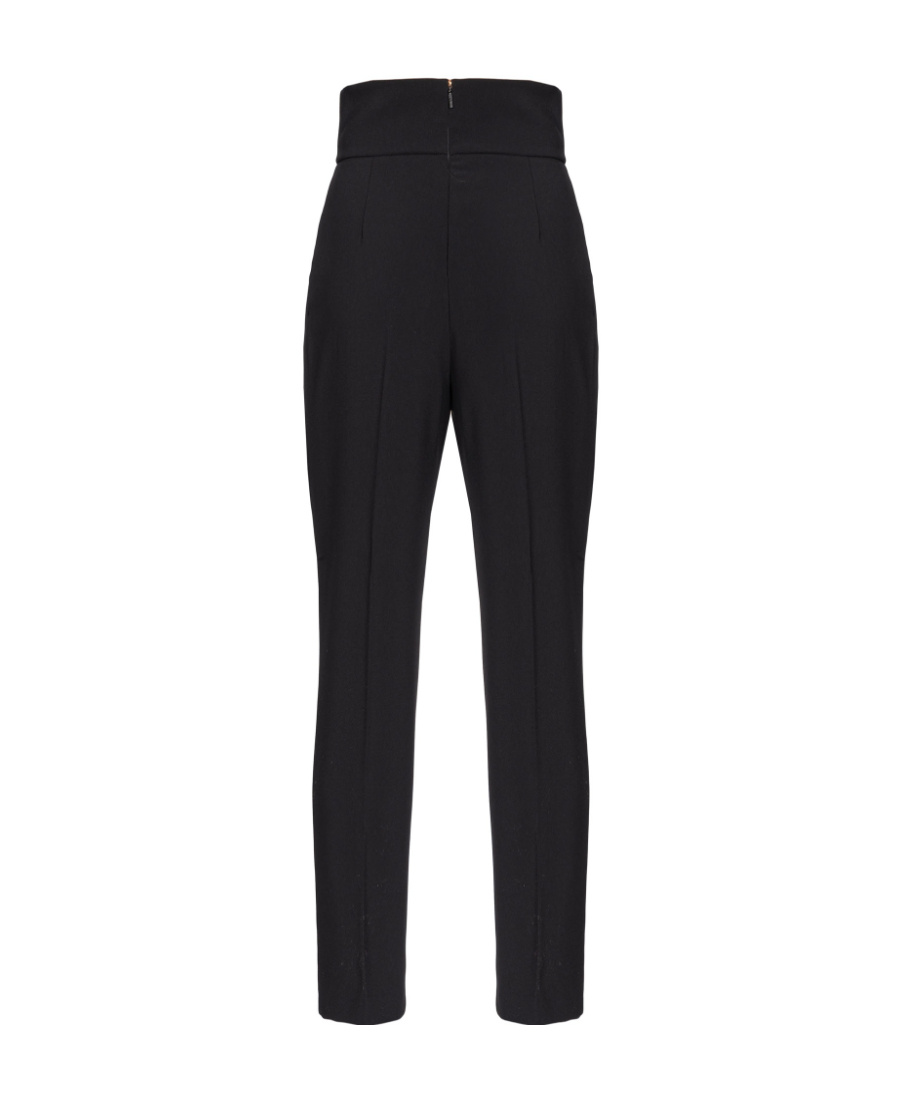 Pinko High-waisted Cropped Trousers In Black