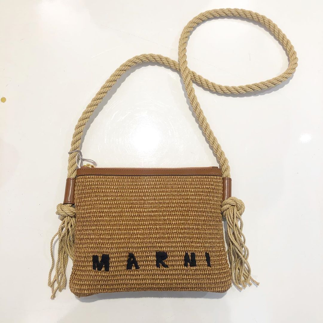 Marni Logo-embroidered Shoulder Bag In Brown