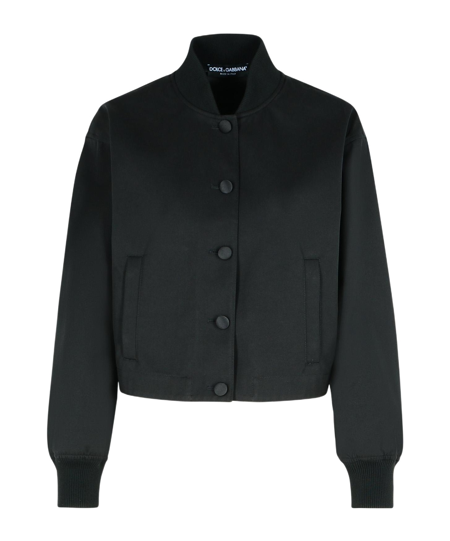 Dolce & Gabbana Black Polyester Blend Bomber Jacket In Black