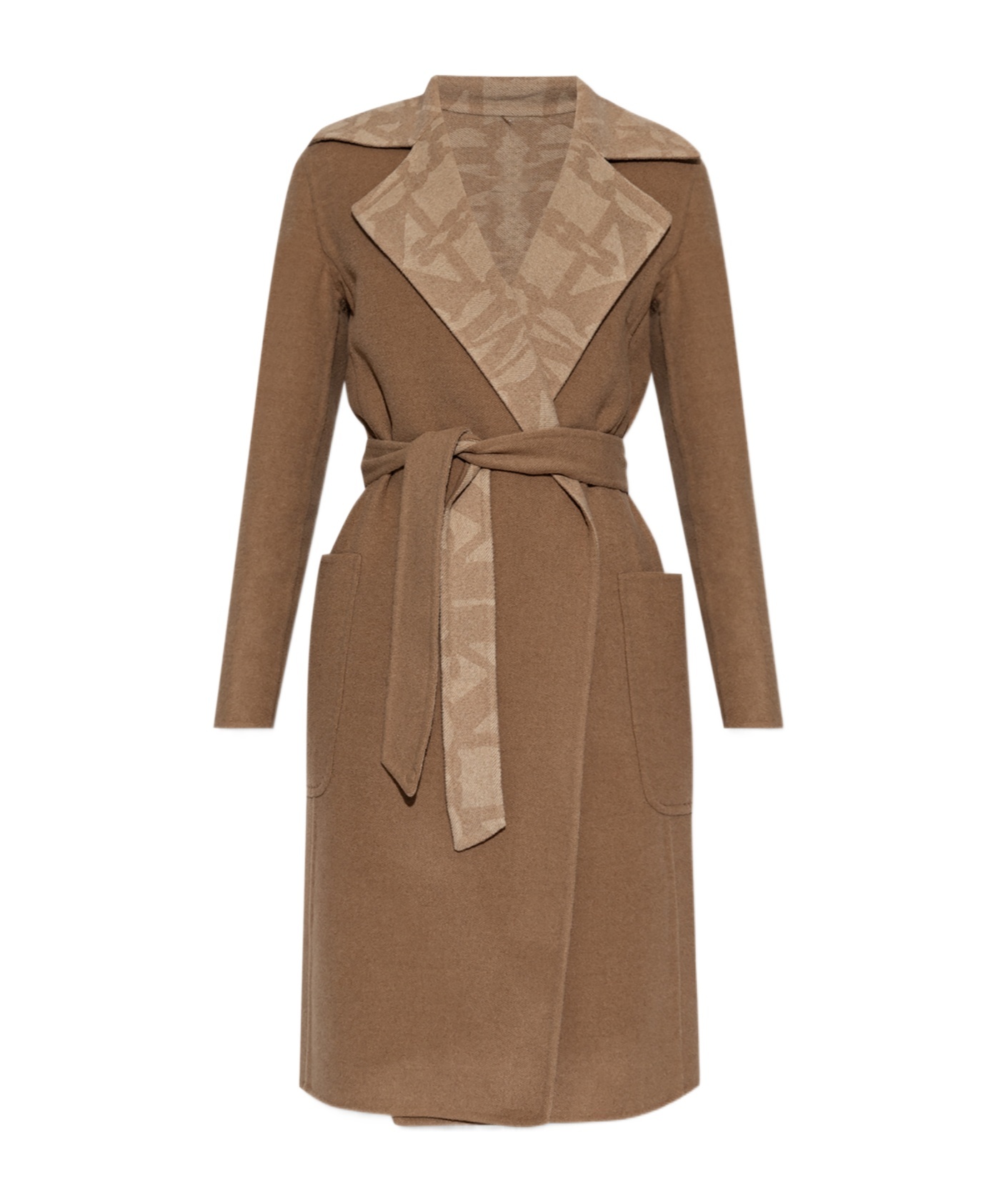Max Mara Long-sleeved Double-sided Coat In Brown