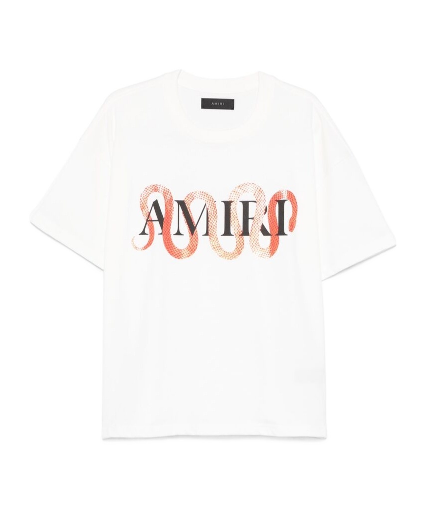 Amiri 'snake' White Crewneck T-shirt With Maxi Logo Print On The Front In White