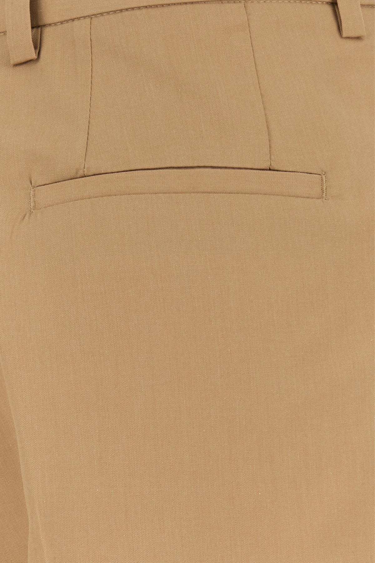 Pt Torino Pantalone Palazzo In Misto Lyocell Cammello Donna In Brown