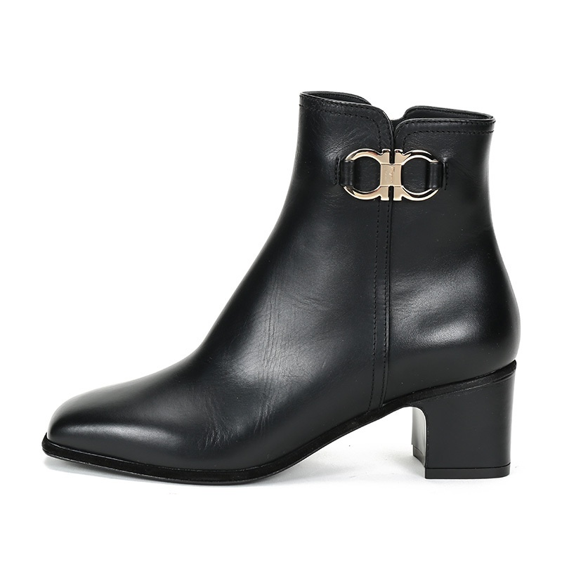Shop Ferragamo Cassaro Series Short Boots In Black